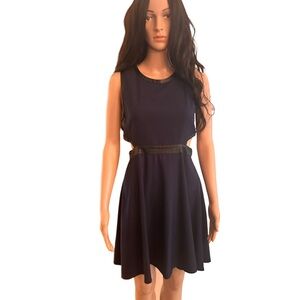 Twik Blue Sleeveless Fit and Flare Mini Dress with cutout details on sides